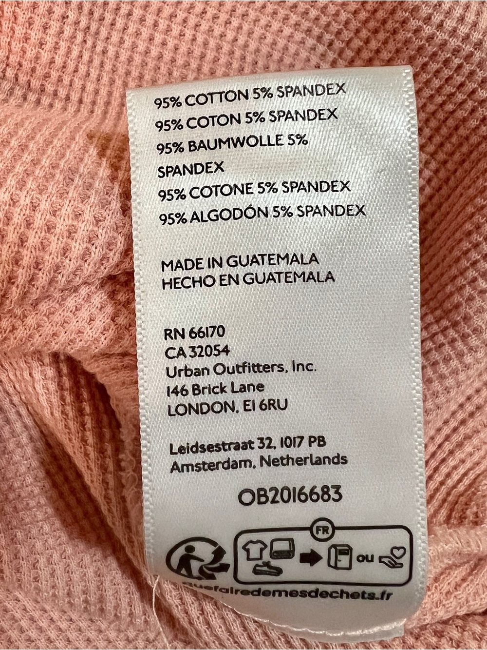 We The Free Wms Powder Pink Cotton Stretch Waffle Knit Thermal Casual Top S - Picture 9 of 9